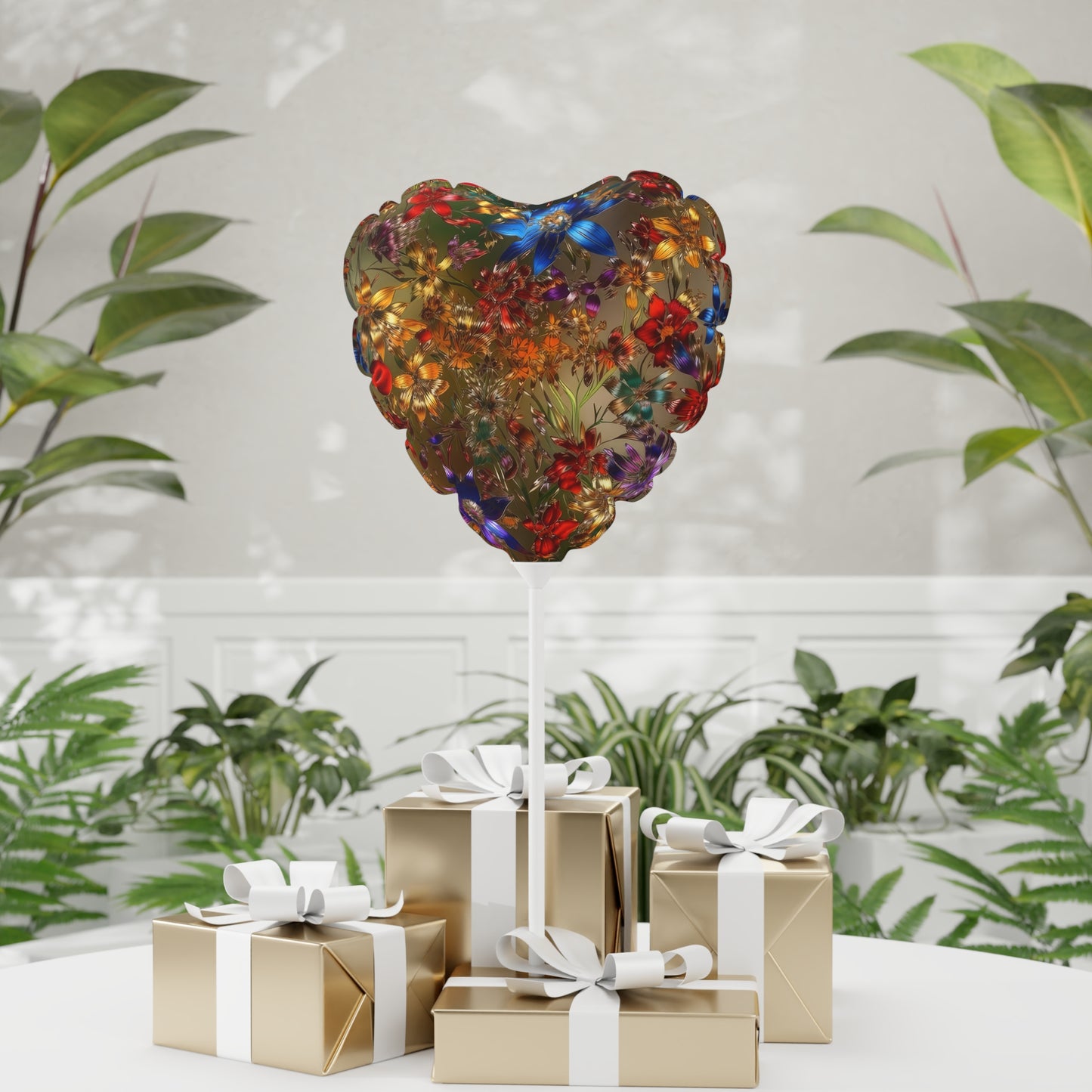 Bold & Beautiful & Metallic Wildflowers, Gorgeous floral Design, Style 1 Balloon (Round and Heart-shaped), 11"