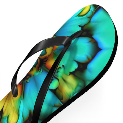 Bold And Beautiful Tie Dye B 3 Blue Yellow Flip Flops