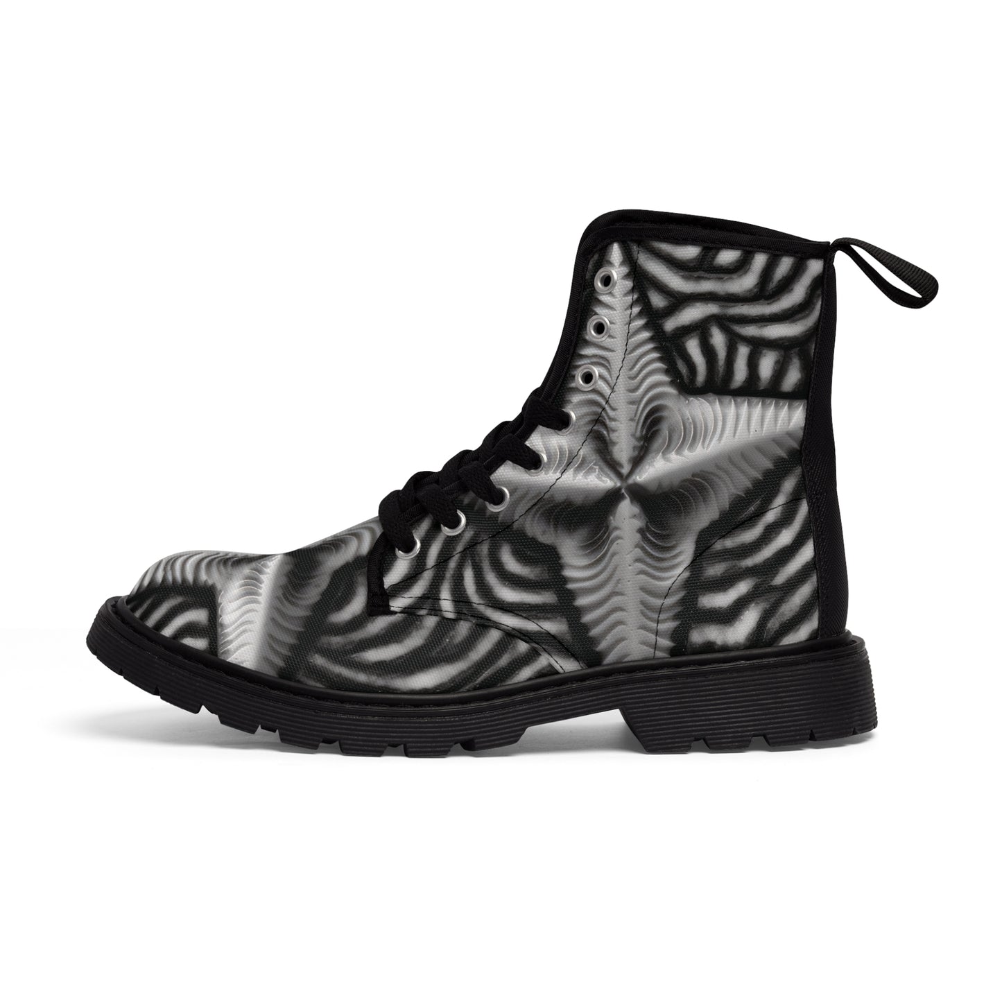 Beautiful Stars Abstract Star Style Black And White Men's Canvas Boots