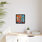 "Whimsical Mosaic Cat", Framed Mosaic Cat Art Print — Colorful Modern Wall Canvas