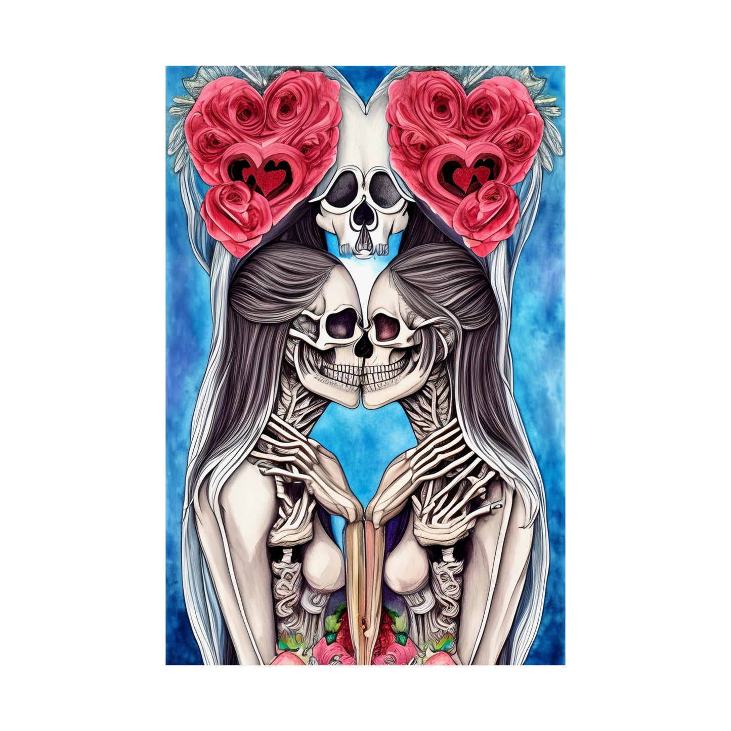 Love Shows No Time Boundaries Skulls, Image By Loewenkind Creations Premium Matte Vertical Posters