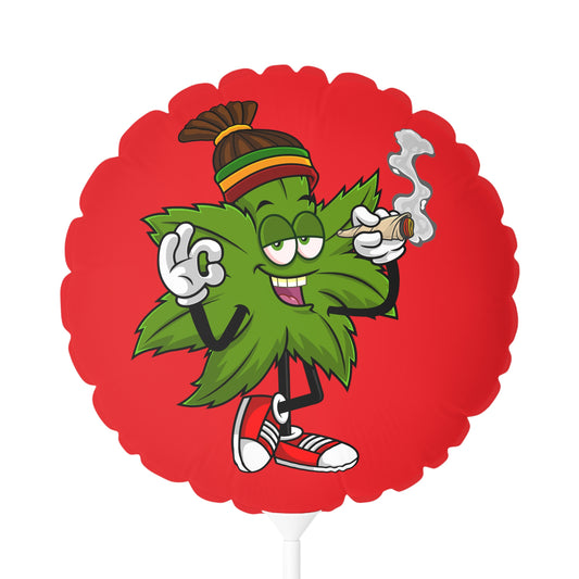 Marijuana Reggae Pot Leaf Man Smoking A Joint With Red Sneakers Style One, Red Balloon (Round and Heart-shaped), 11"