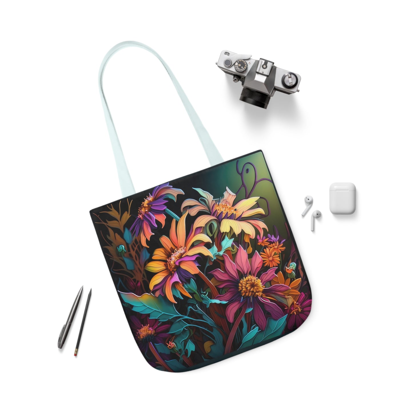 Bold And Beautiful Flowers Style Three Polyester Canvas Tote Bag (AOP)