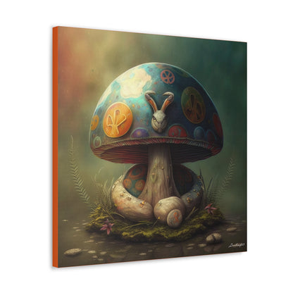 Gothic Style Blue Mushroom With Animal Style Canvas Gallery Wraps