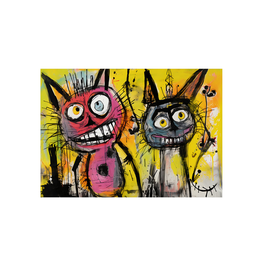 Abstract Multi Colored Cats With Yellow Background By DaFlowerChild Aluminum Composite Panels