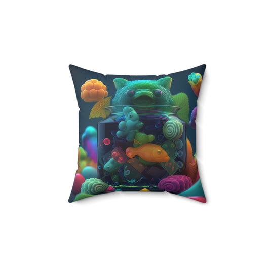 Gummy Bear And Mushroom Bliss Gummies Bliss Spun Polyester Square Pillow