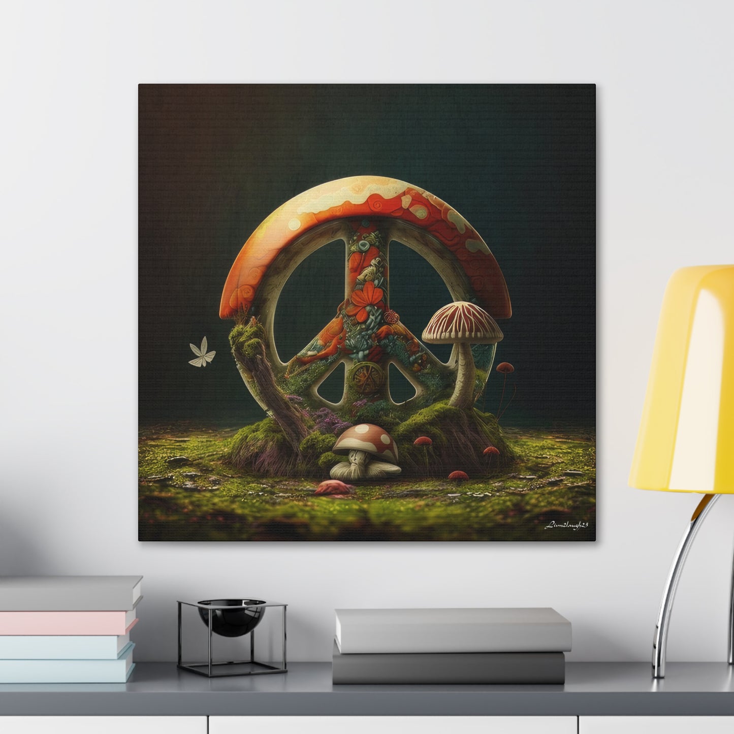 Beautiful Forest Round Peace Sign 6 Canvas Gallery Wraps