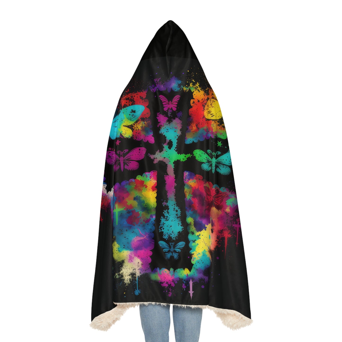 Tie Dye Cross And Butterfly Abstract Style Two Snuggle Blanket