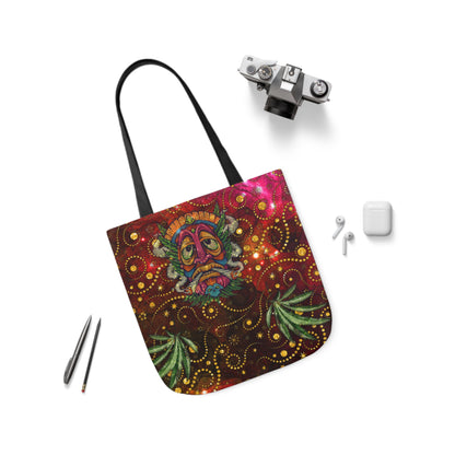 Groovy Island Man Smoking With Marijuana Pot Weed 420 Hands Polyester Canvas Tote Bag (AOP)