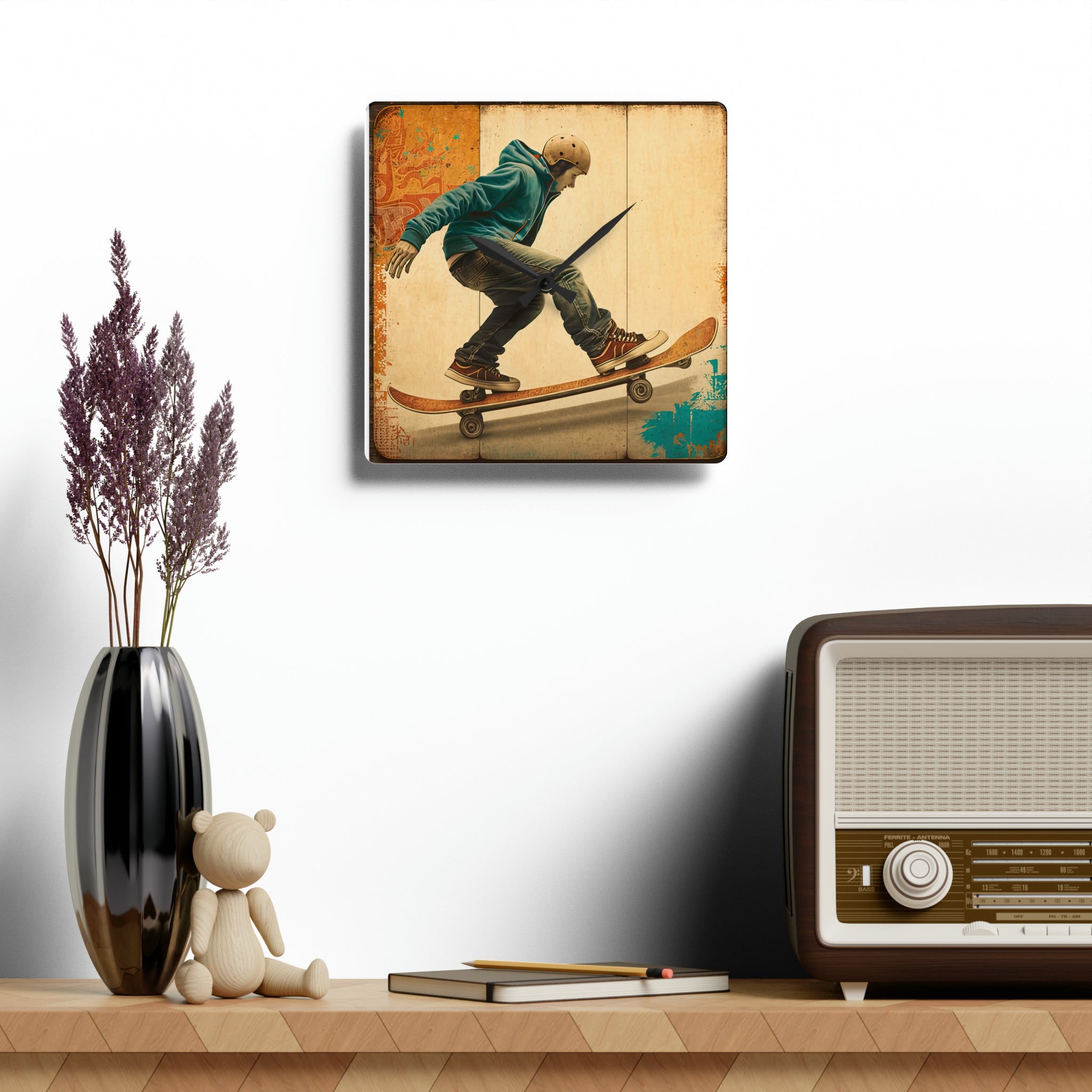 Skateboarding Anytime Style 1 Wall Clock
