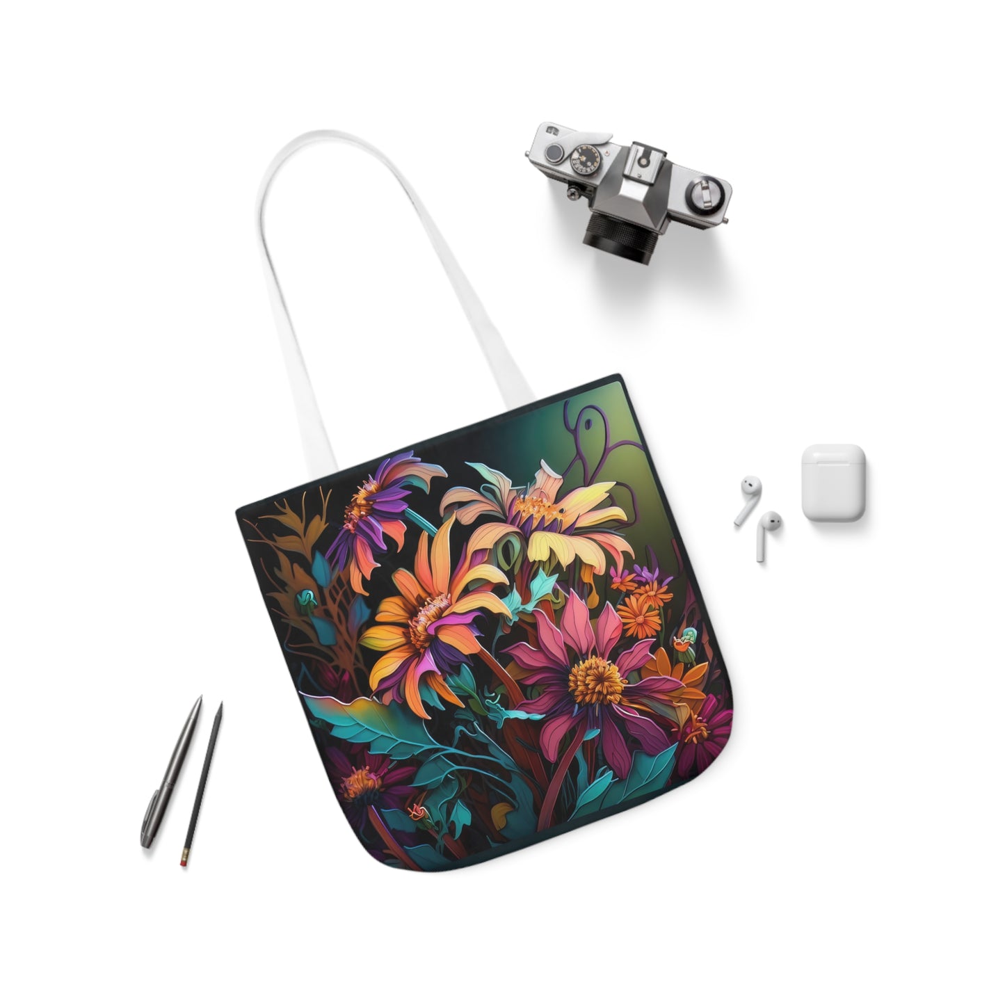 Bold And Beautiful Flowers Style Three Polyester Canvas Tote Bag (AOP)