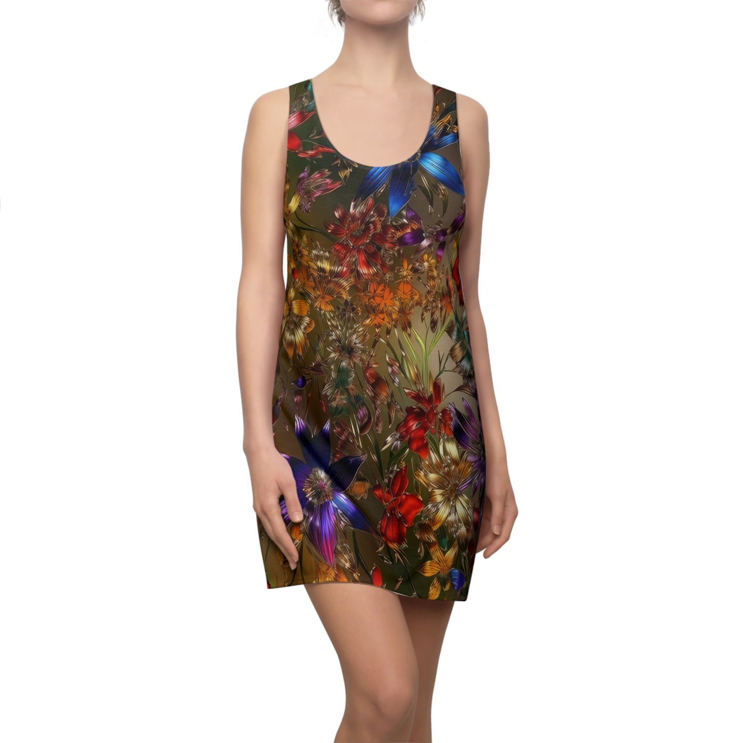 Bold & Beautiful & Metallic Wildflowers, Gorgeous floral Design, Style 1 A Women's Cut & Sew Racerback Dress (AOP)