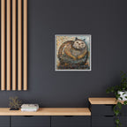 "Serene Mosaic Cat", Framed Mosaic Cat Art Print — Colorful Modern Wall Canvas