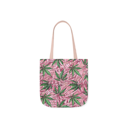 Beautifully Pink And Green Gorgeous Designed Marijuana 420 Weed Leaf Polyester Canvas Tote Bag (AOP)