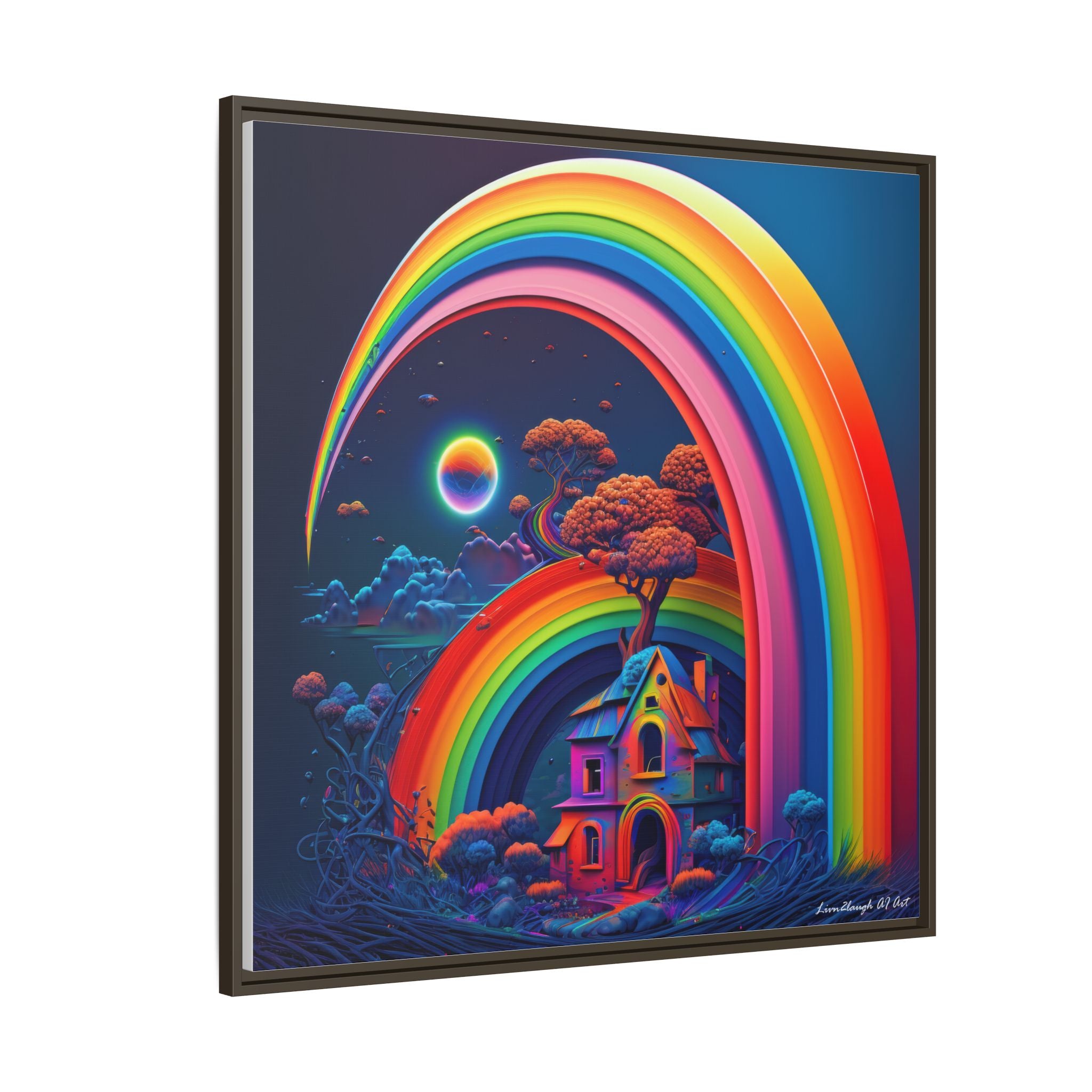 Home Beneath the Rainbow, Art Print — Colorful Modern Wall Canvas