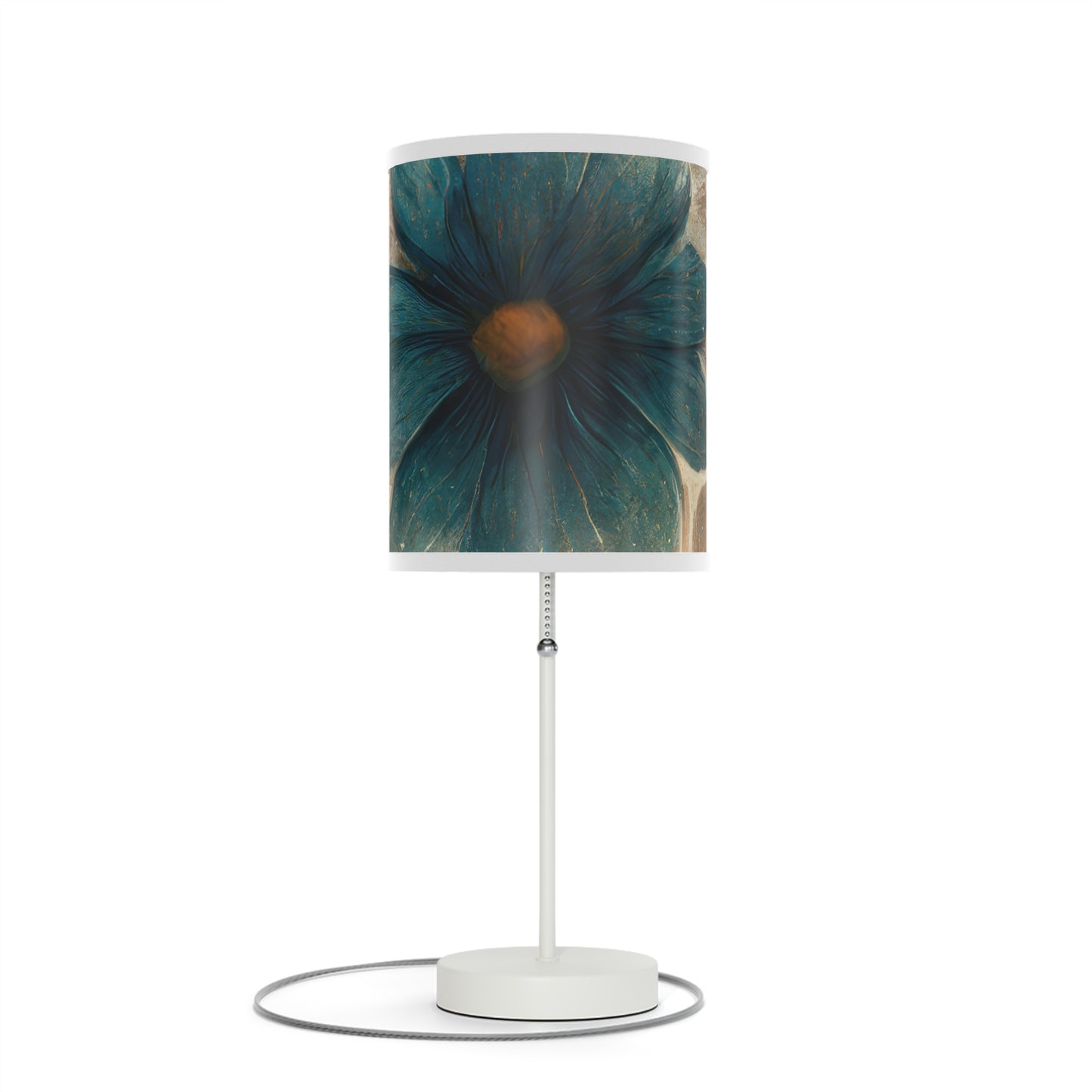 Bold And Beautiful White, Grey And Blue Floral Style 2 Lamp on a Stand, US|CA plug