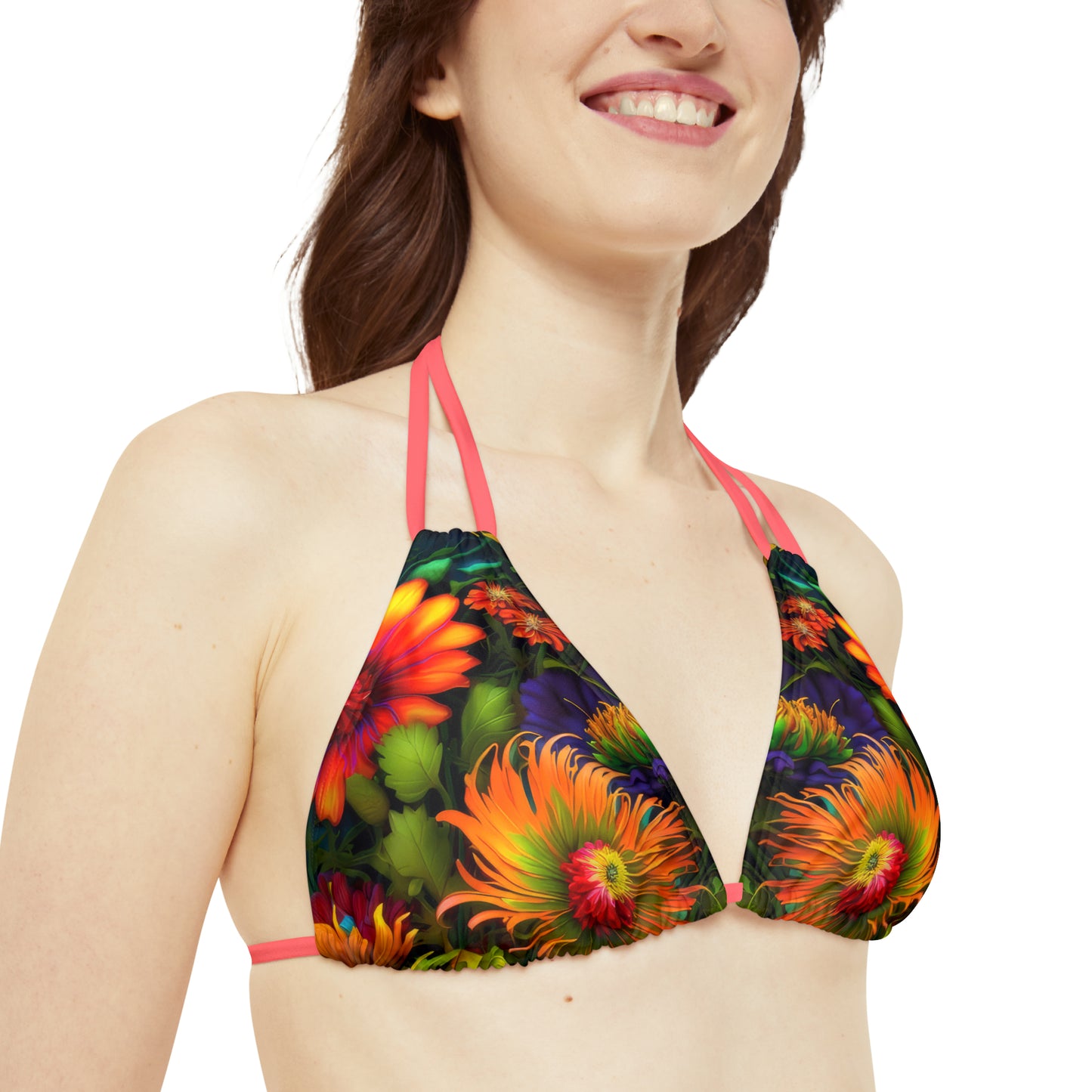 Bold And Beautiful Flowers Style One Strappy Bikini Set (AOP)