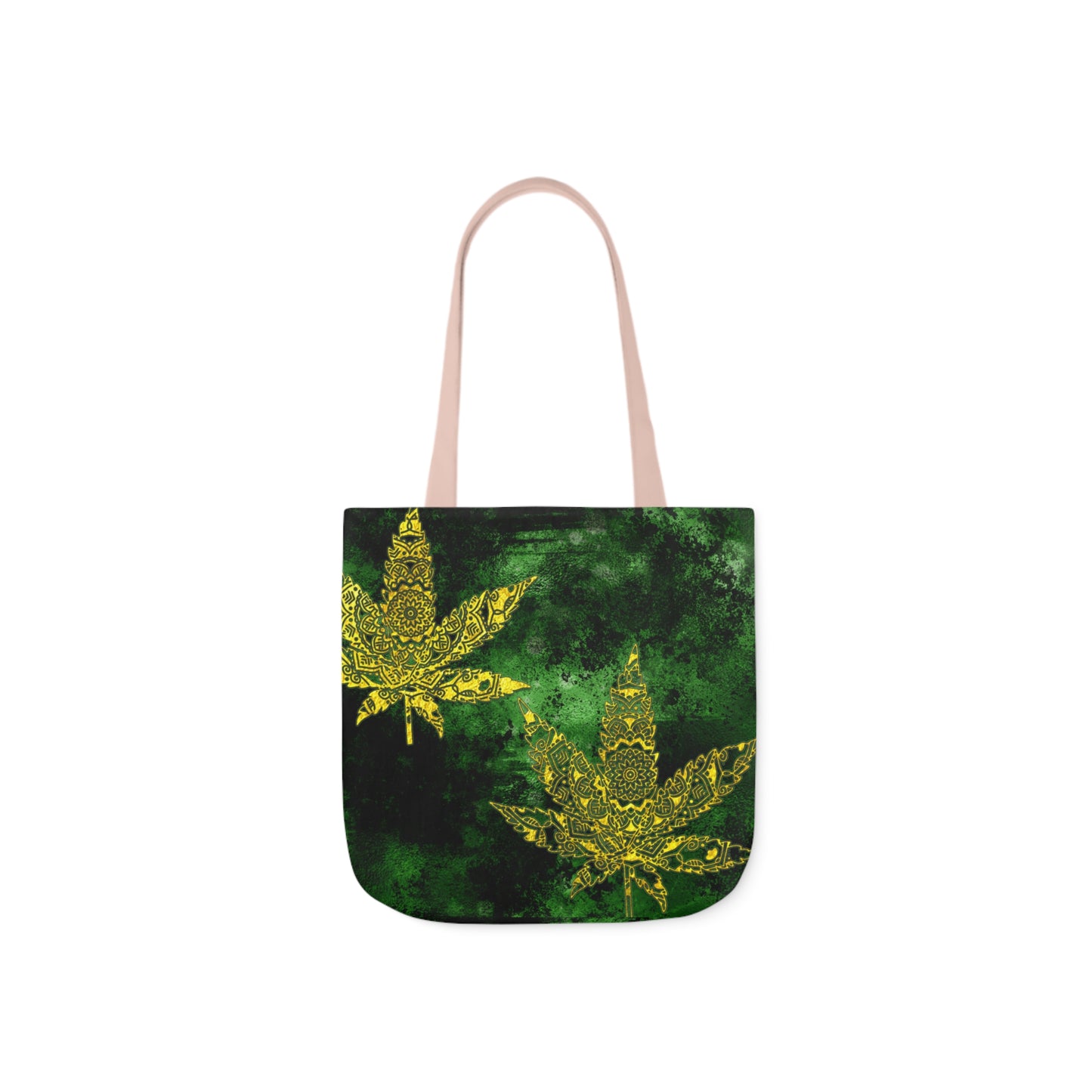 Gorgeous Designed Gold Leaf With multigreen Background Marijuana Pot Weed 420 Polyester Canvas Tote Bag (AOP)