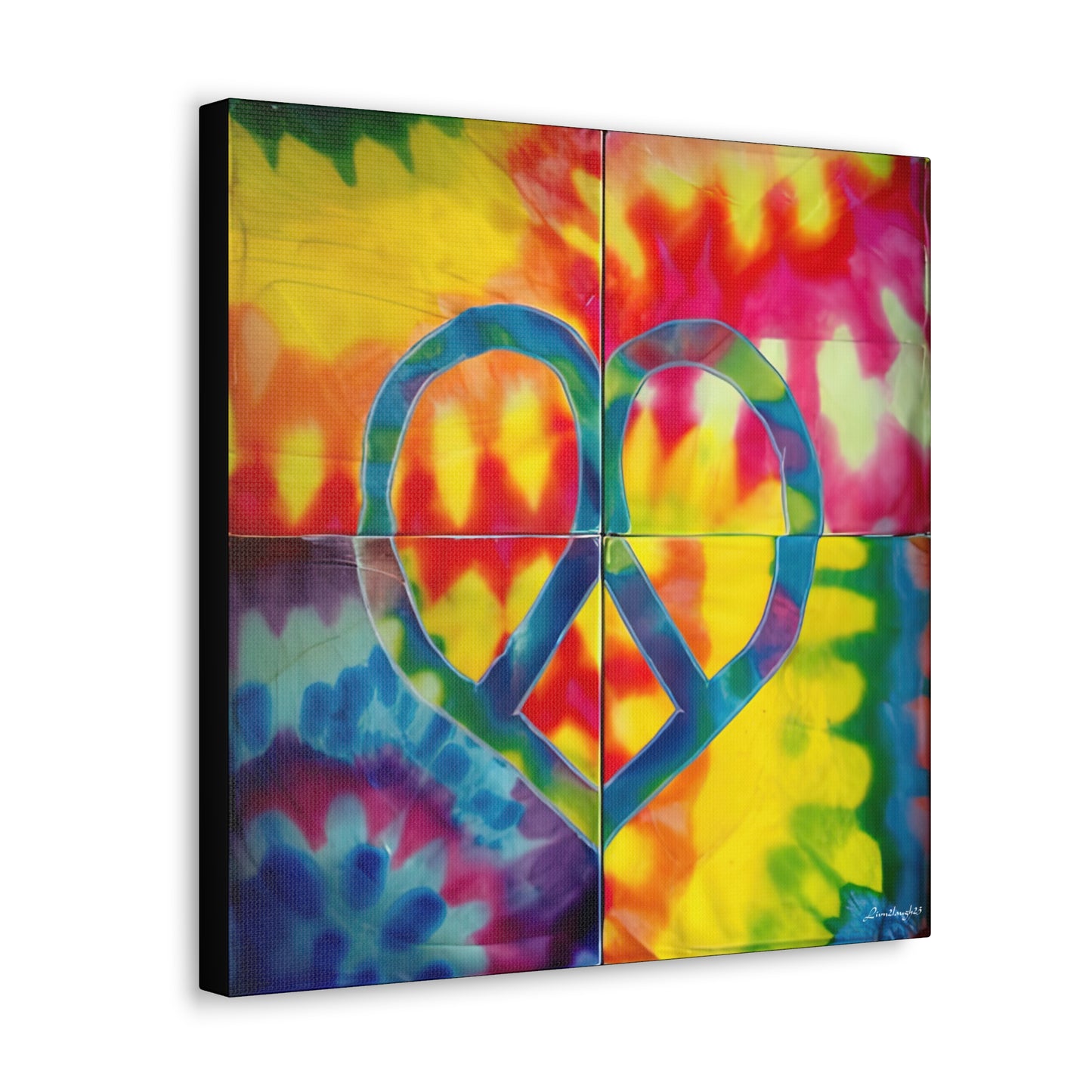 Coolio Tie Dye Hippie Heart Peace Sign Canvas Gallery Wraps