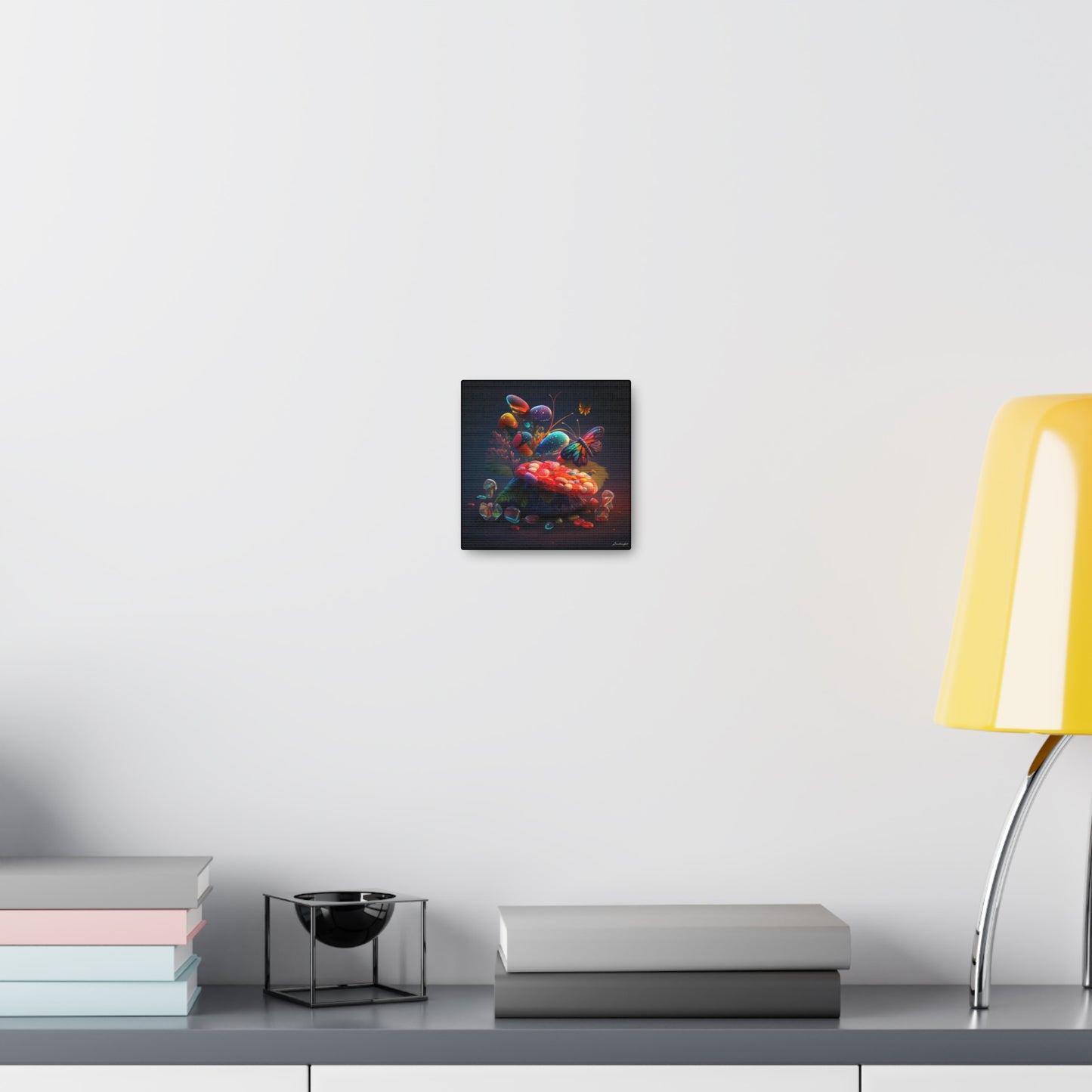 Beautiful Mushroom Luminating Colorful Bliss With Butterflies Canvas Gallery Wraps