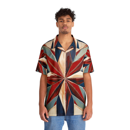 Beautiful Stars Abstract Star Style Red, White, And Blue Men's Hawaiian Shirt (AOP)