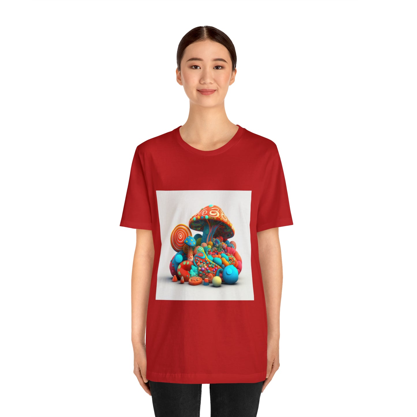 Hippie Mushroom Color Candy Style Design Style 1Unisex Jersey Short Sleeve Tee