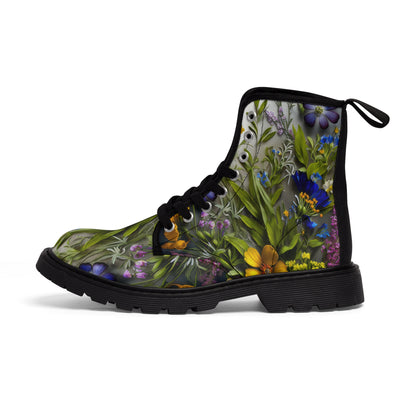 Bold & Beautiful & Metallic Wildflowers, Gorgeous floral Design, Style 4 Women's Canvas Boots