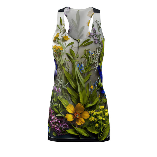 Bold & Beautiful & Metallic Wildflowers, Gorgeous floral Design, Style 4 Women's Cut & Sew Racerback Dress (AOP)