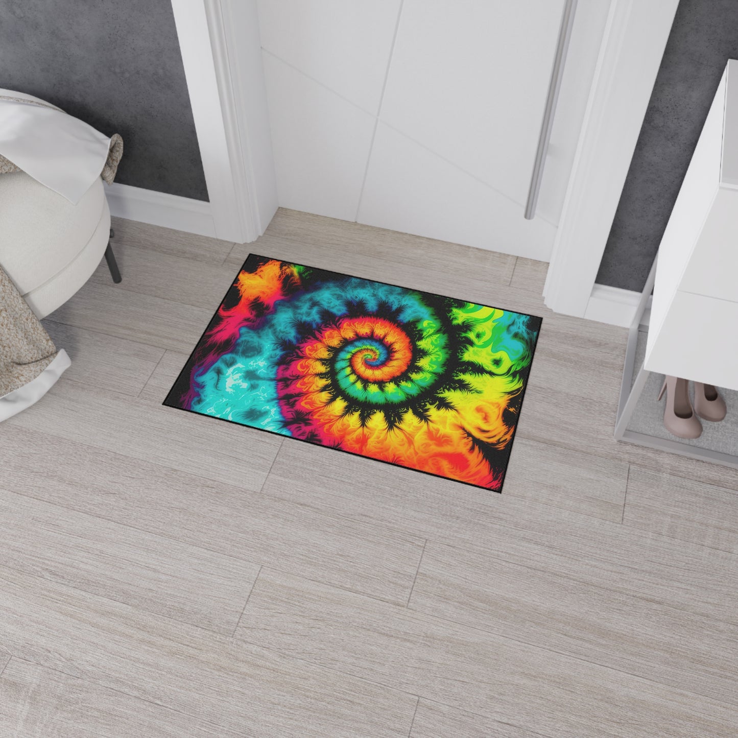 Bold And Beautiful Tie Dye Style Three Heavy Duty Floor Mat