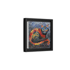 Mystic Shadows: The Enigmatic Cat, Framed Mosaic Cat Art Print — Colorful Modern Wall Canvas