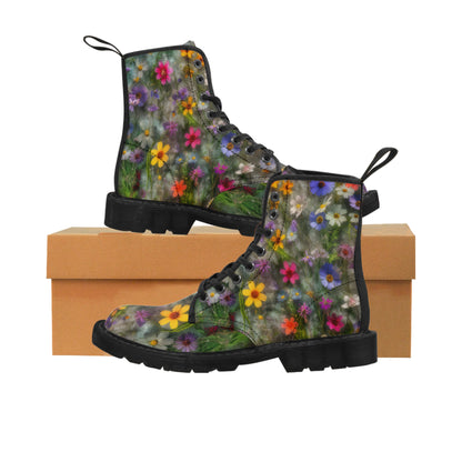 Bold & Beautiful & Metallic Wildflowers, Gorgeous floral Design, Style 2 Women's Canvas Boots