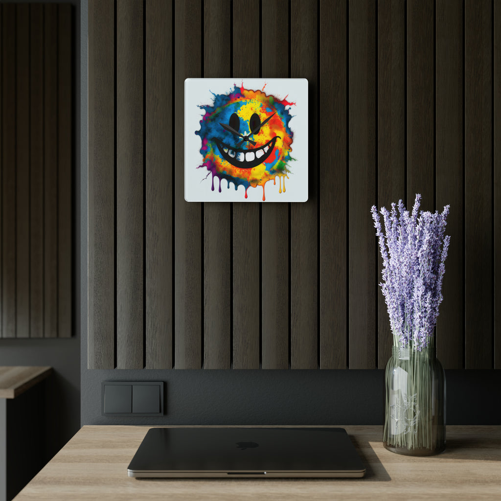 Happy Tie Dye Face Style 3 Wall Clock