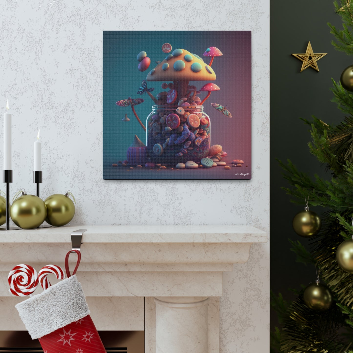 Beautiful Mushroom Luminating Colorful Bliss 10 Canvas Gallery Wraps