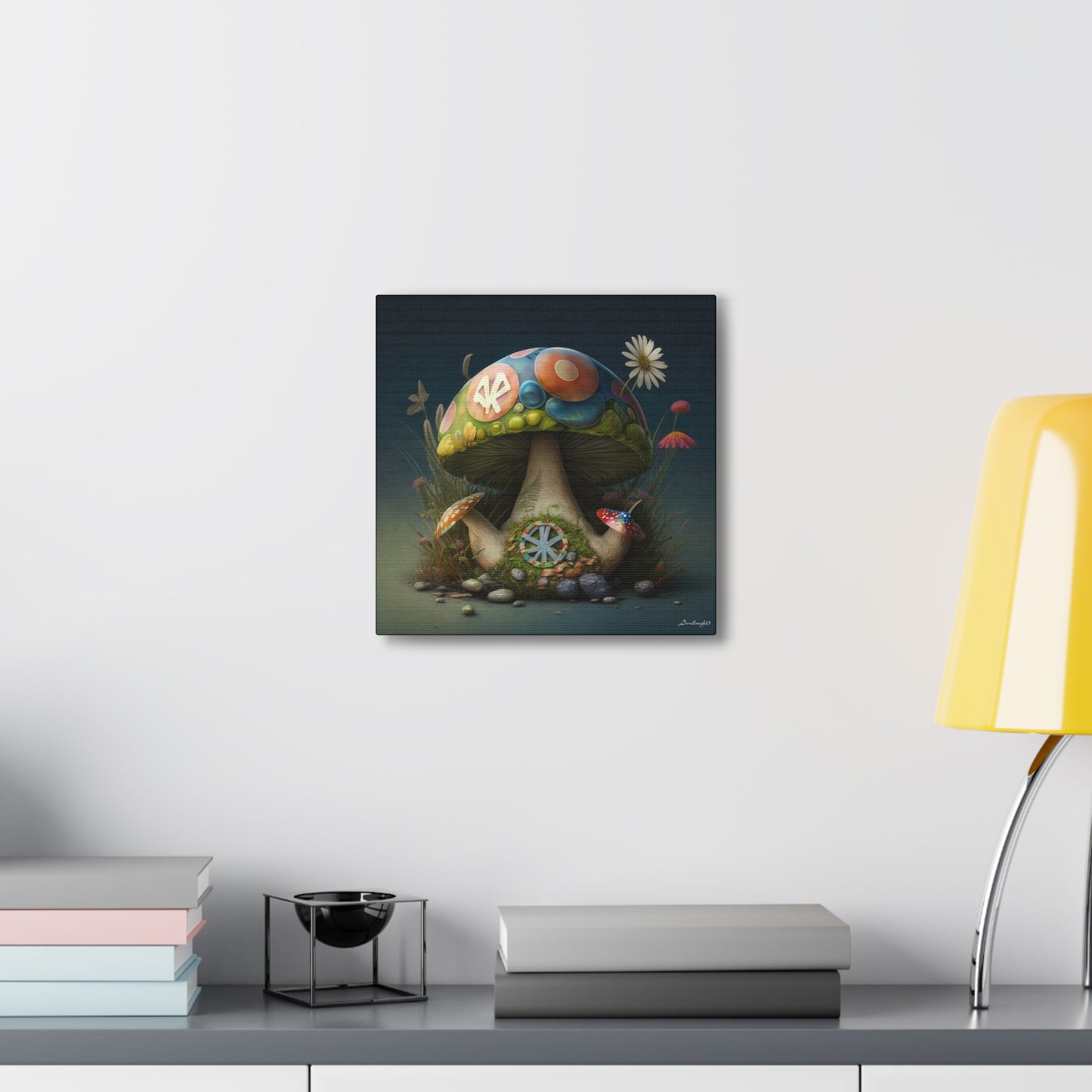 Beautiful Three Mushroom Colorful Uniquely Detailed 2 Canvas Gallery Wraps