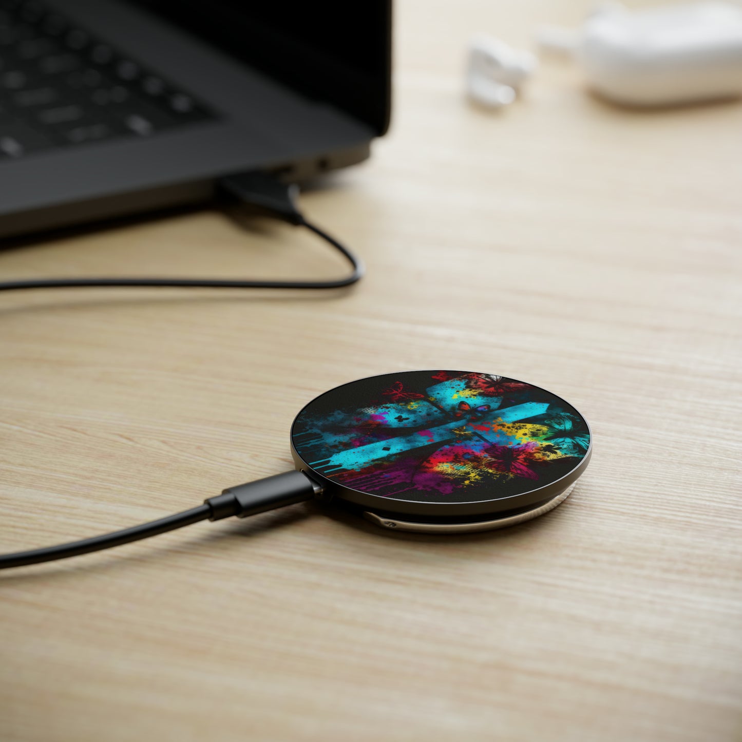 Bold And Beautiful Tie Dye Cross Style 3 Magnetic Induction Charger