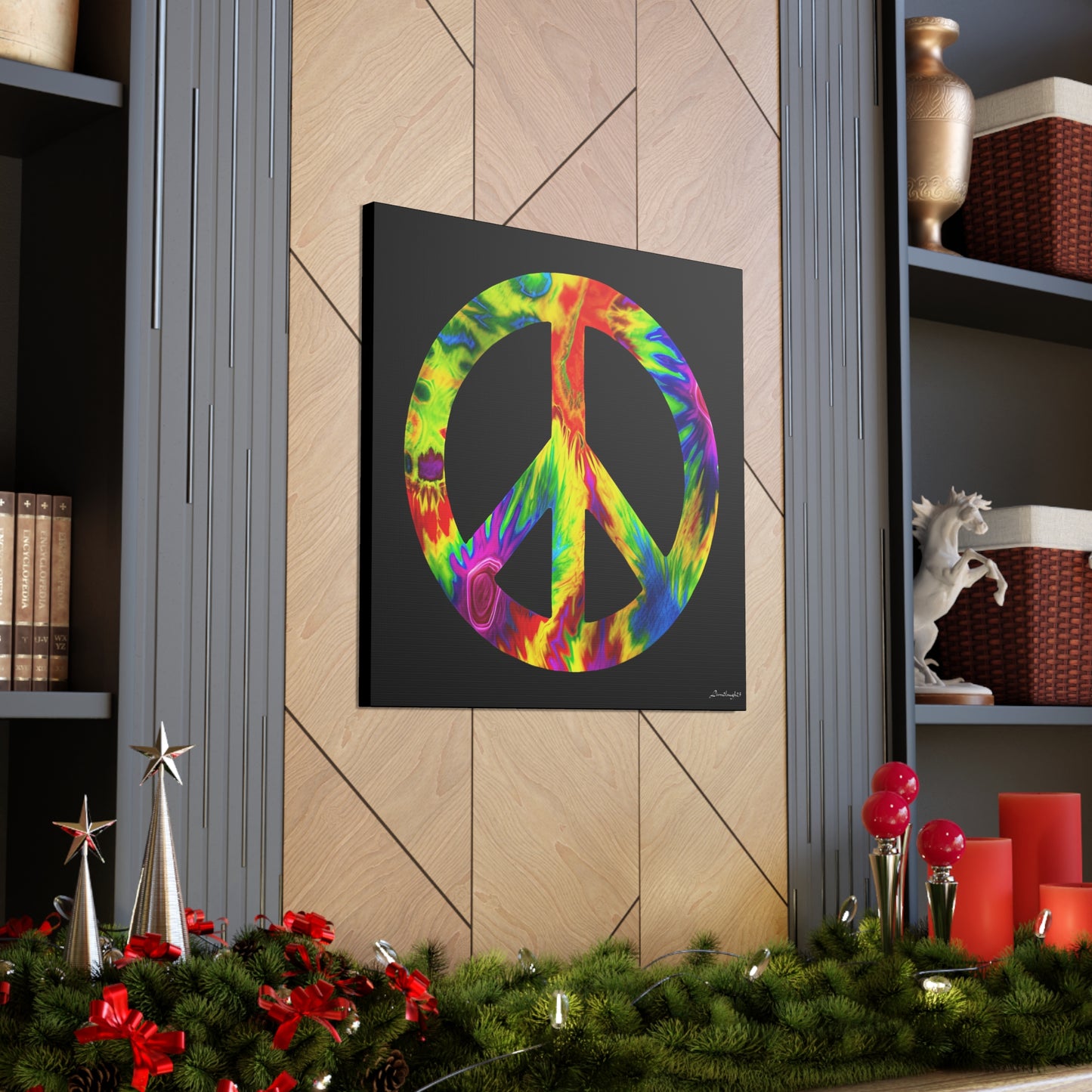 Coolio Tie Dye Hippie Peace Sign 6 Canvas Gallery Wraps