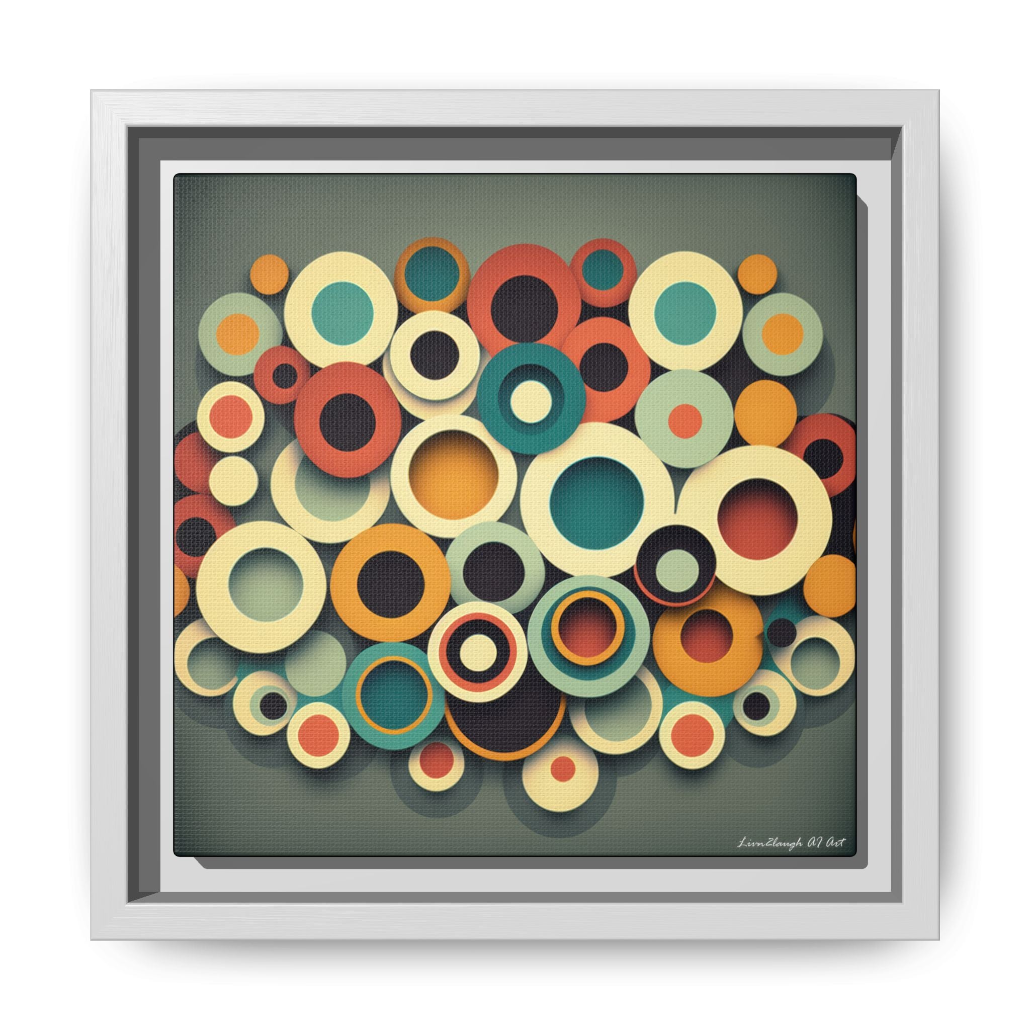 Gathered Circles, Matte Canvas, Framed (Multi-color)