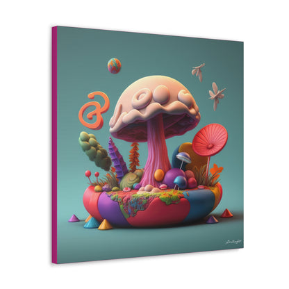 Gummy-Candy Style Mushroom Fun Bliss Cute Flowers Canvas Gallery Wraps