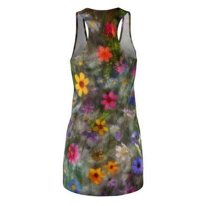 Bold & Beautiful & Metallic Wildflowers, Gorgeous floral Design, Style 2 Women's Cut & Sew Racerback Dress (AOP)