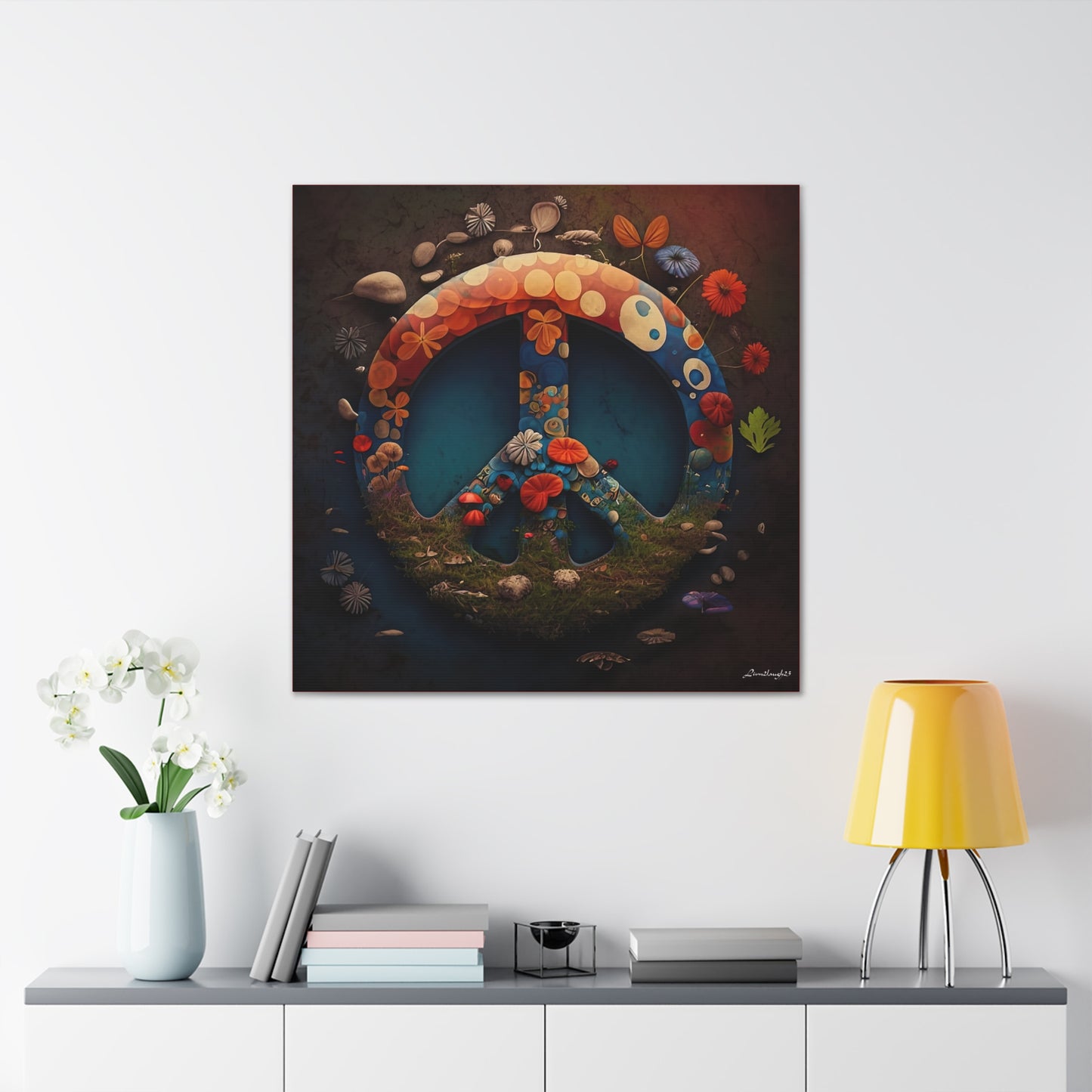 Beautiful Forest Round Peace Sign Canvas Gallery Wraps