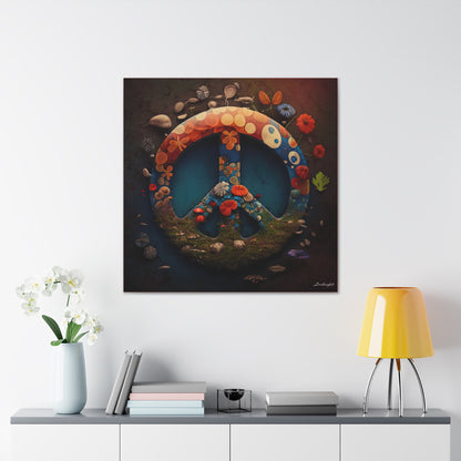 Beautiful Forest Round Peace Sign Canvas Gallery Wraps