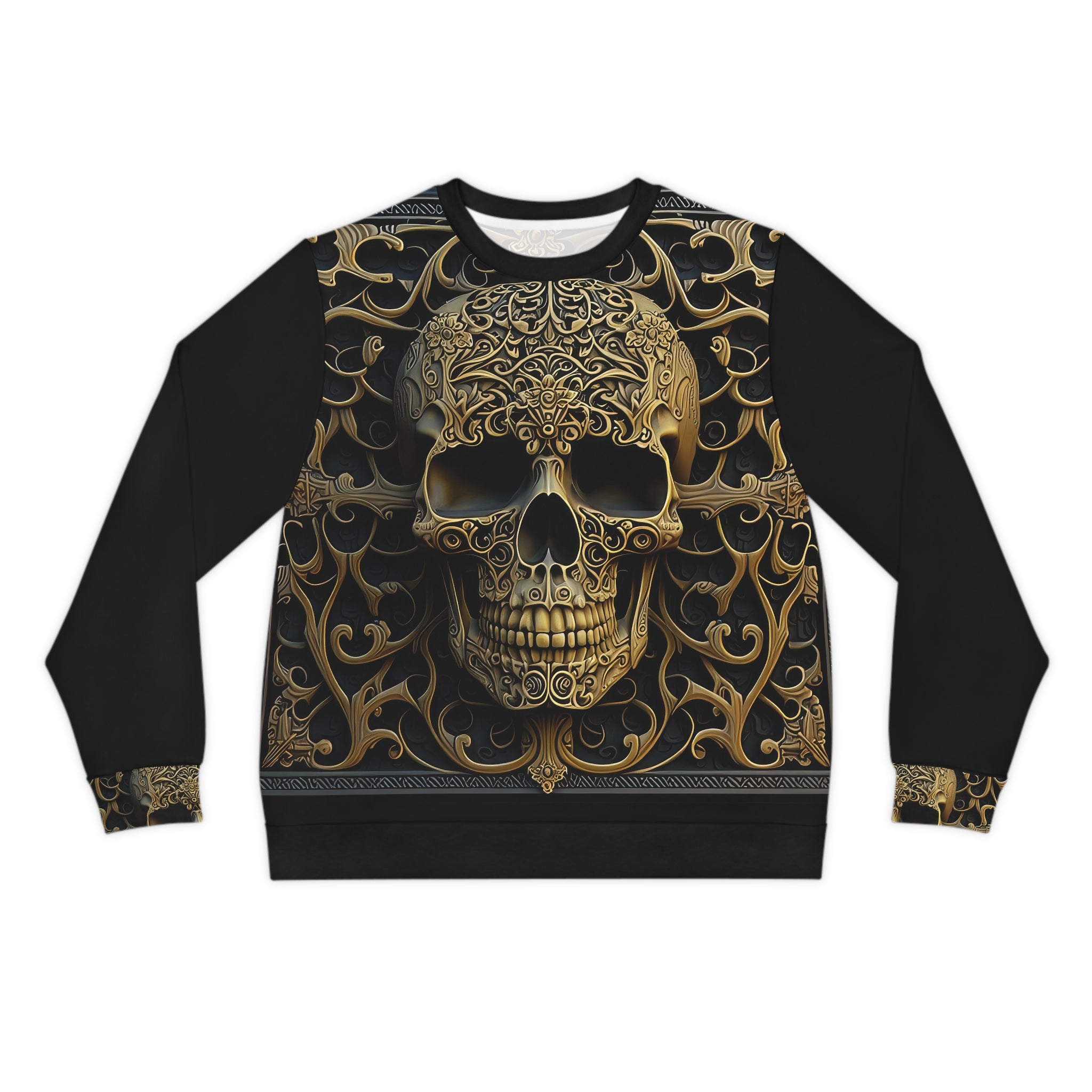 Metallic Chrome Skull and classic Designed Background Style 4 Lightweight Sweatshirt (AOP)