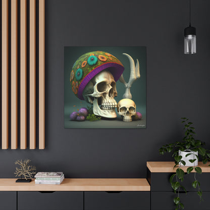 Skull With Colorful Beautifully Detailed Helmet Purple Green Orange Canvas Gallery Wraps