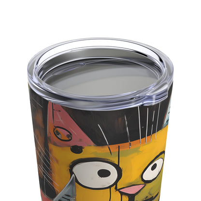 Doodle Abstract Multi Colored Cats With Black Background By DaFlowerChild Tumbler 20oz