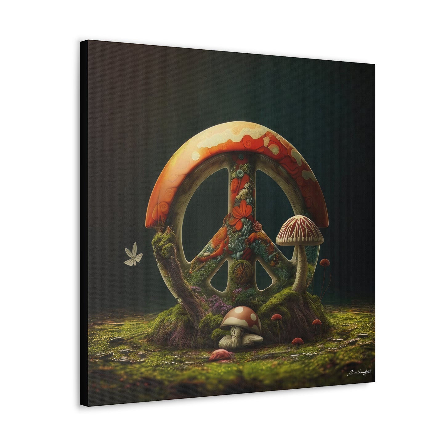 Beautiful Forest Round Peace Sign 6 Canvas Gallery Wraps