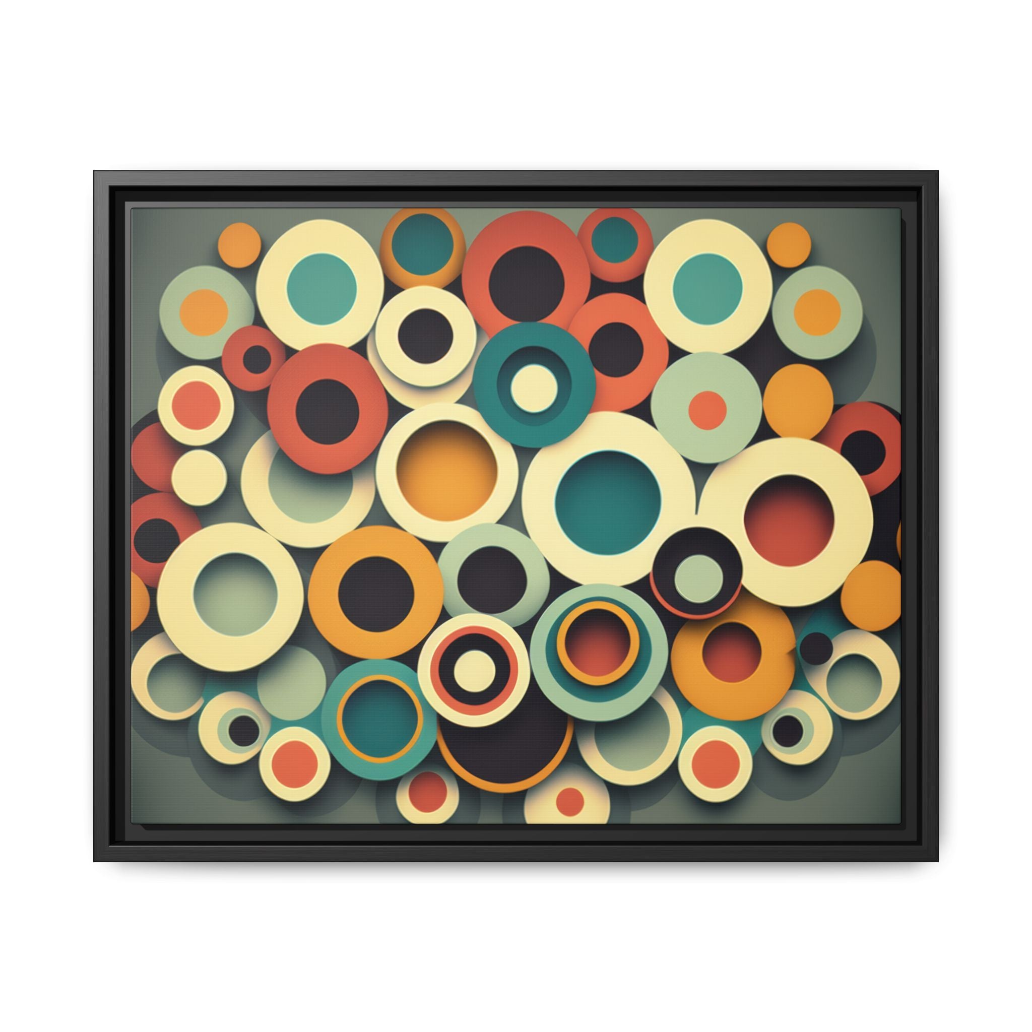 Gathered Circles, Matte Canvas, Framed (Multi-color)
