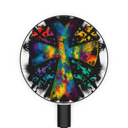 Bold And Beautiful Tie Dye Butterflies And Cross Style 2 Magnetic Induction Charger