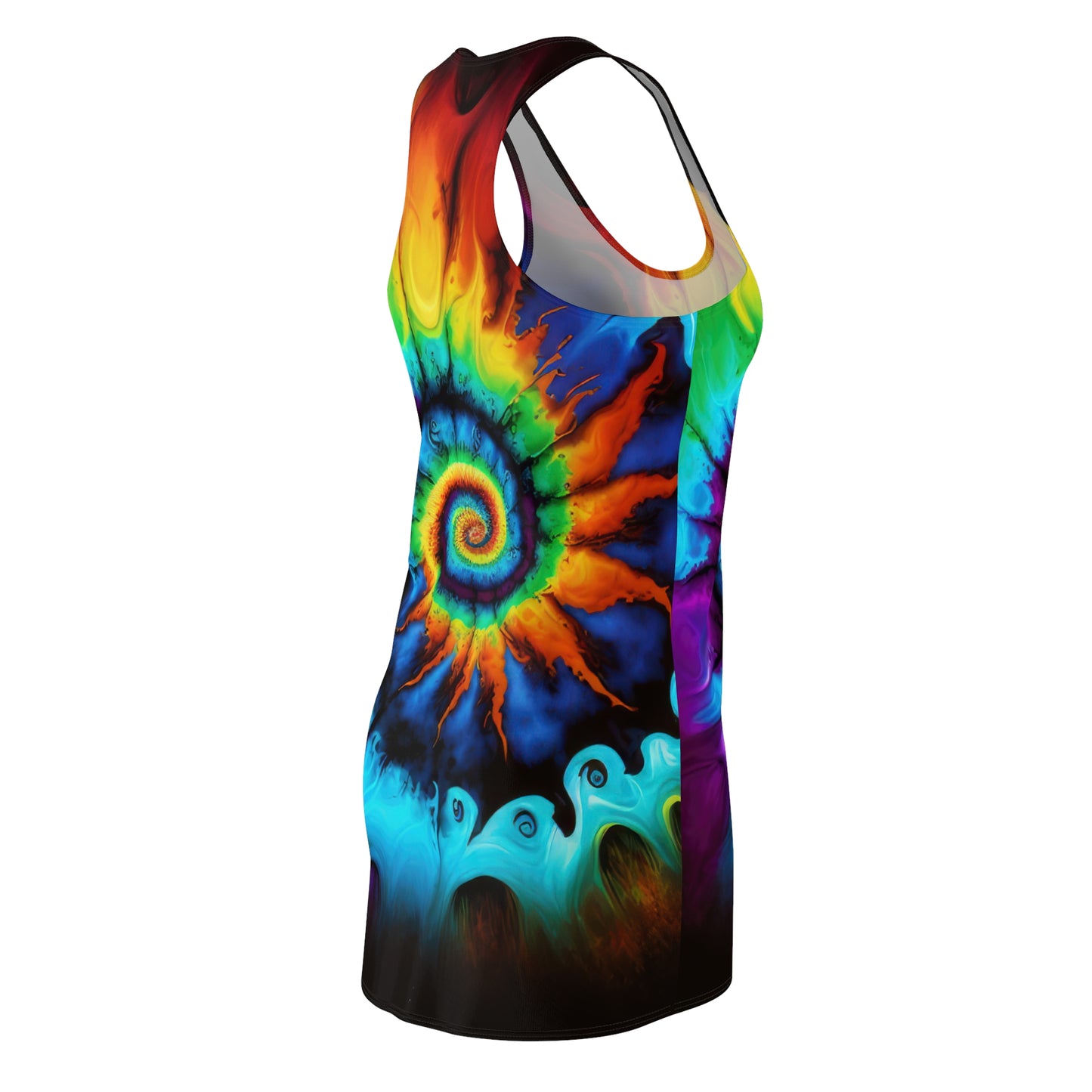 Bold And Beautiful Tie Dye Style One Women's Cut & Sew Racerback Dress (AOP)