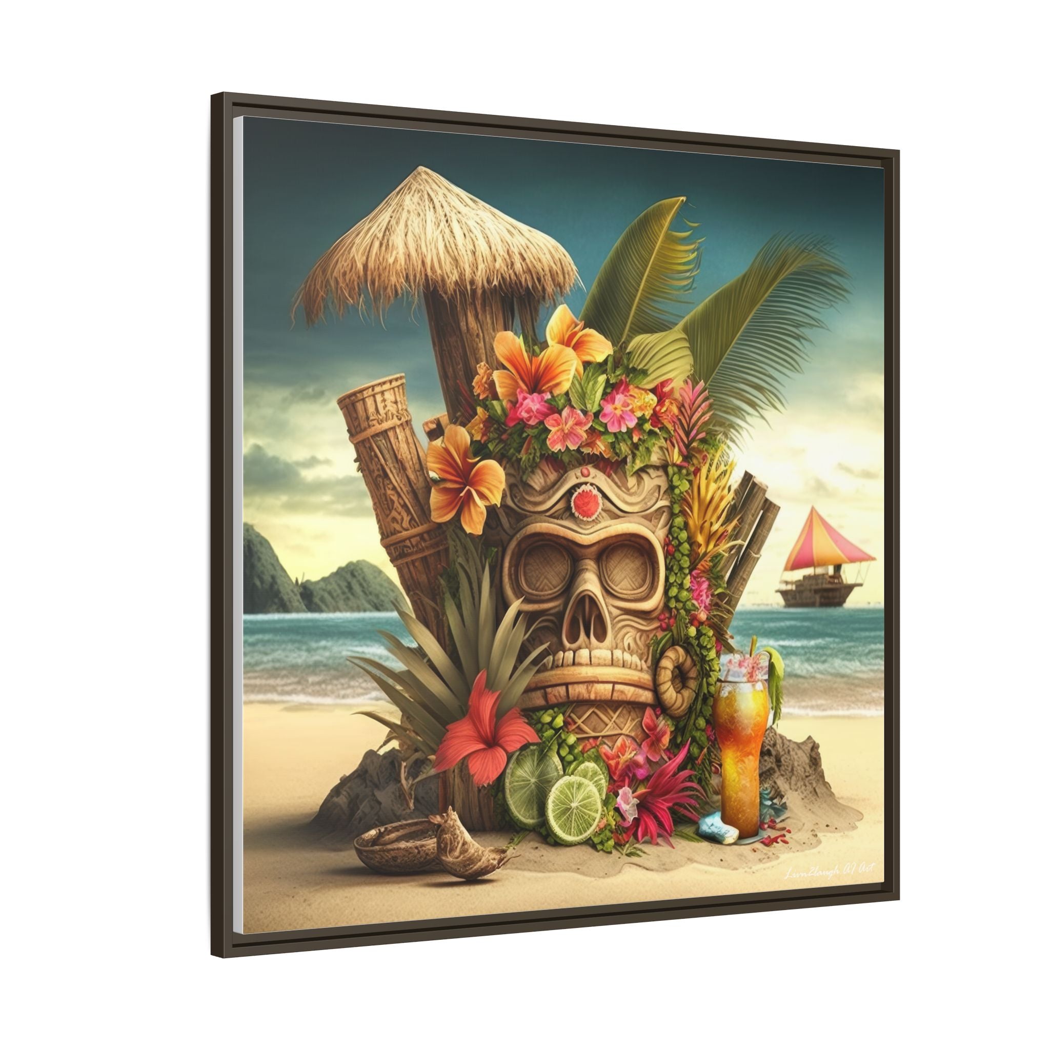 Tiki Dreams by the Shore, Art Print — Colorful Modern Wall Canvas