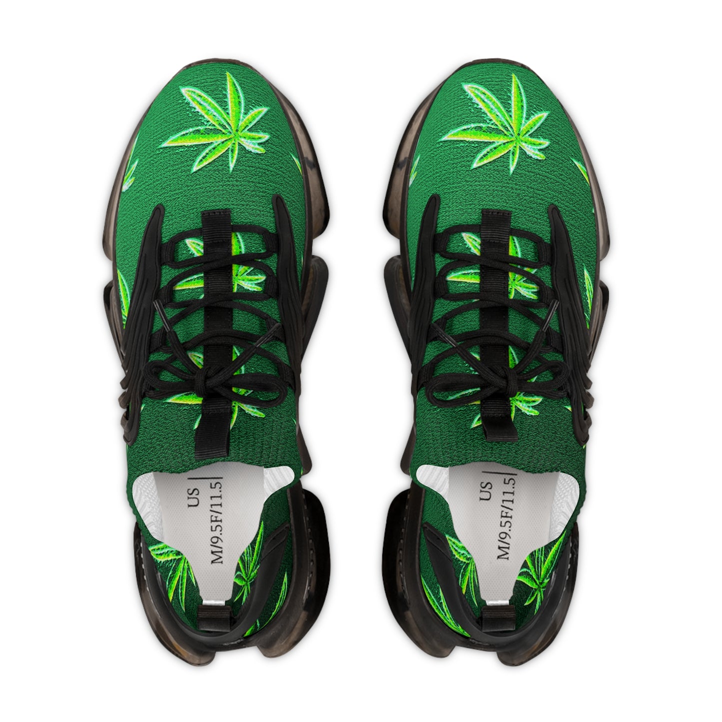 Classic Green Marijuana Leave Men's Mesh Sneakers